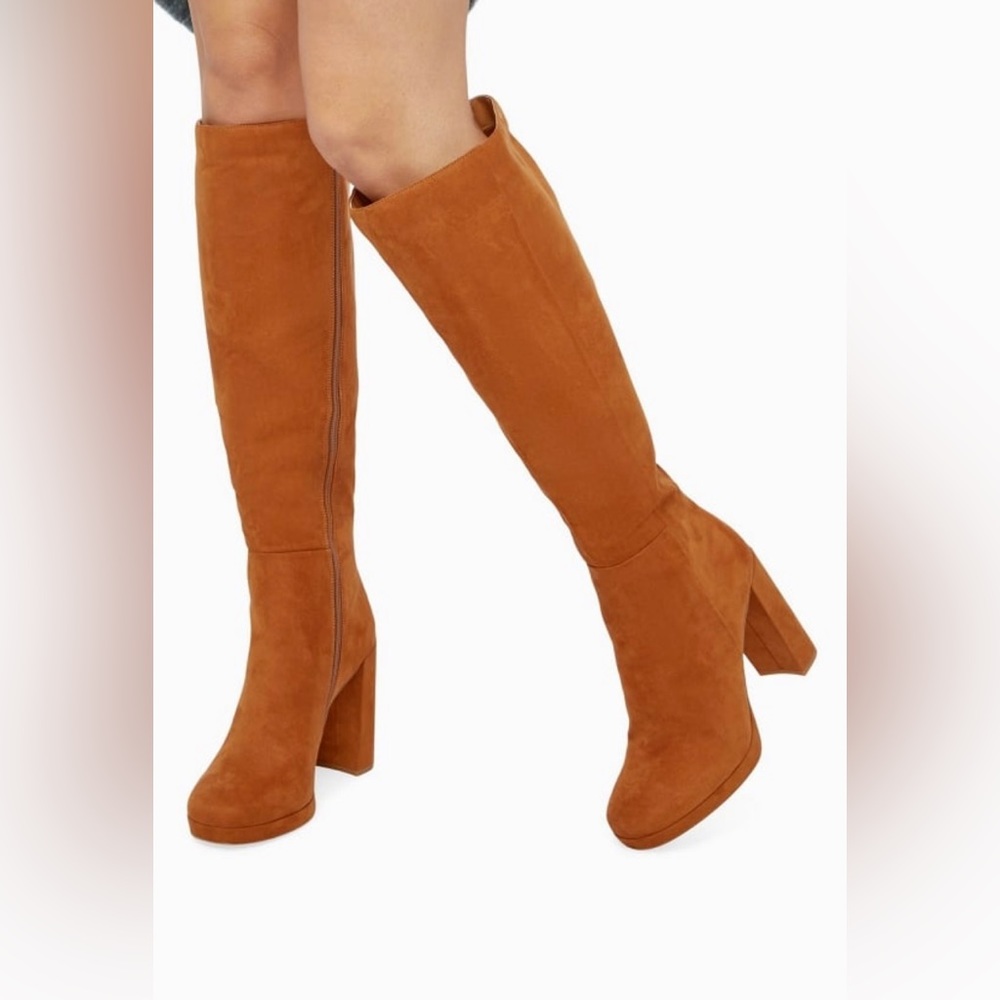 Justfab brown heeled boot